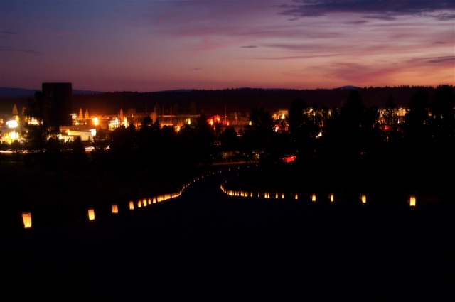 Nearly 400 luminarias were placed up the hill to St. Francis de Asis Catholic Church on Dec. 11, 2014 during the opening of the Feast of Our Lady of Guadalupe. The luminaries were set up and lit by Flagstaff Nuestras Raíces. Photo by Frank X. Moraga / AmigosNAZ ©2014