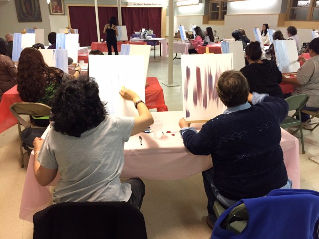 Art students begin work on their projects.